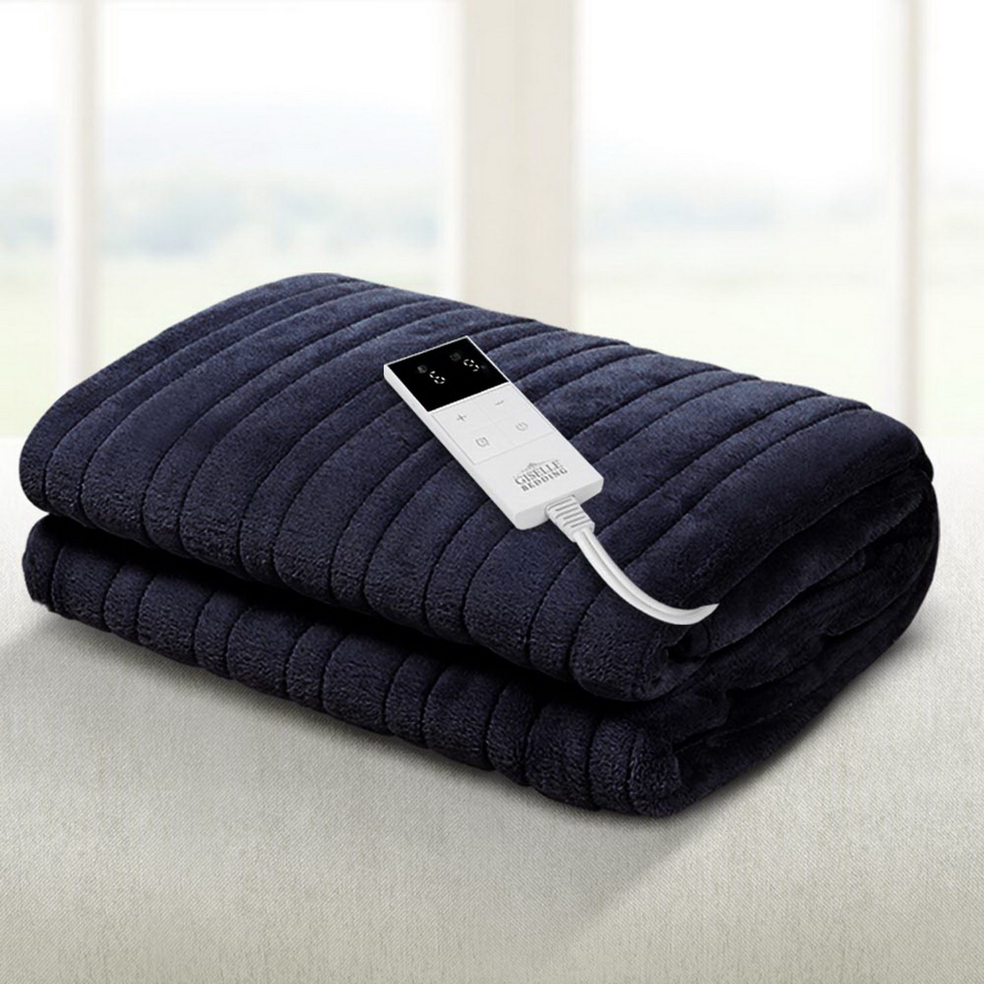 EB-THROW-RUG-CHR-202601071800-00 Giselle Bedding Heated Electric Throw Rug Fleece Sunggle Blanket Washable Charcoal - Image 1