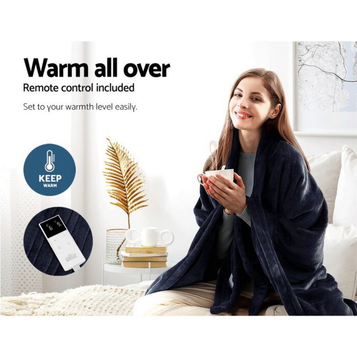 Giselle Bedding Heated Electric Throw Rug Fleece Sunggle Blanket Washable Charcoal - Image 4