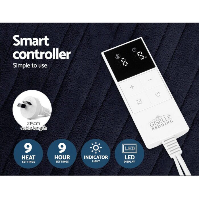 Giselle Bedding Heated Electric Throw Rug Fleece Sunggle Blanket Washable Charcoal - Image 5