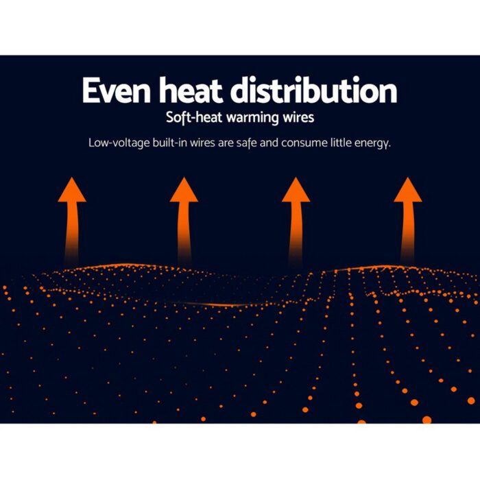 Giselle Bedding Heated Electric Throw Rug Fleece Sunggle Blanket Washable Charcoal - Image 6