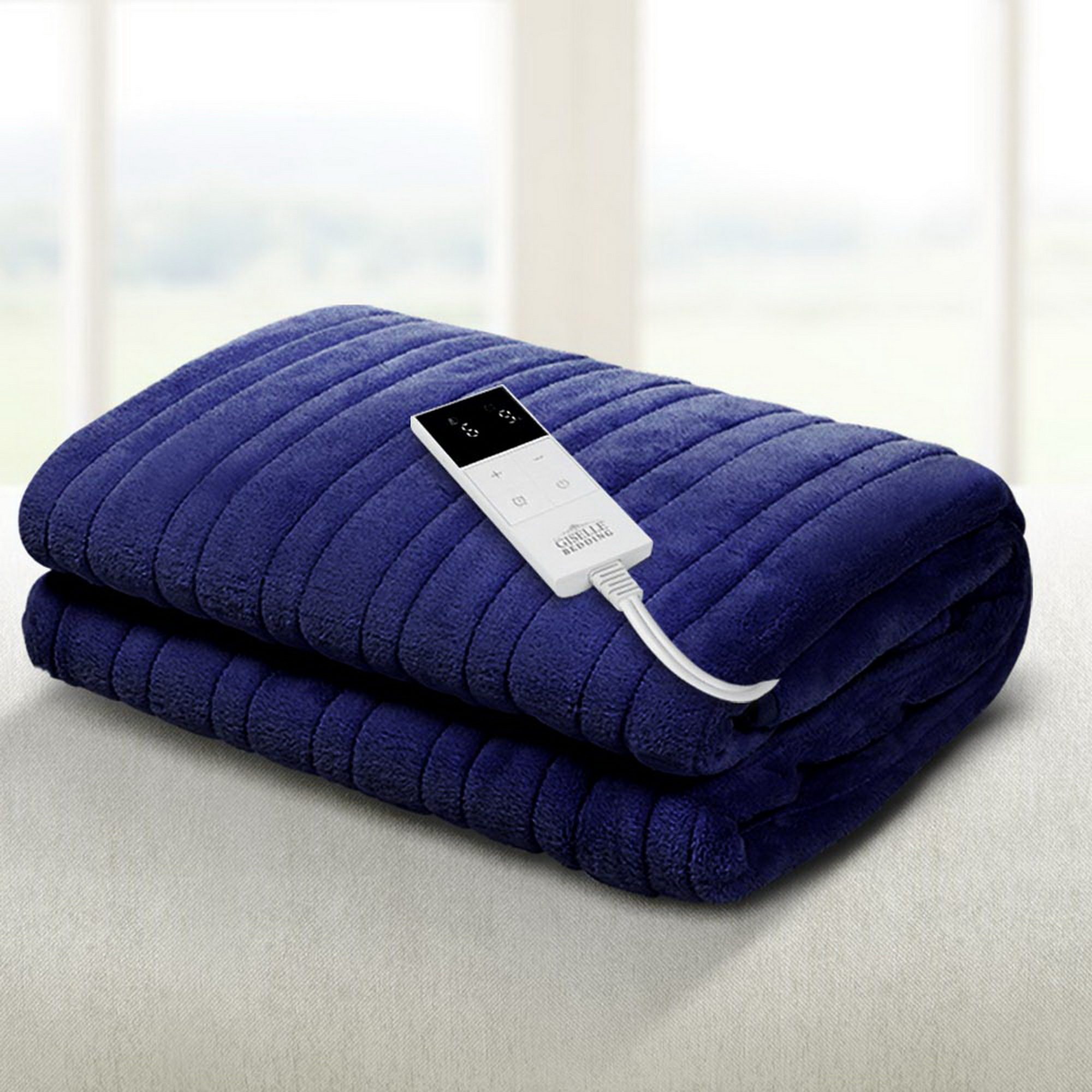 EB-THROW-RUG-NVB-202601071802-00 Giselle Bedding Electric Throw Blanket - Navy - Image 1