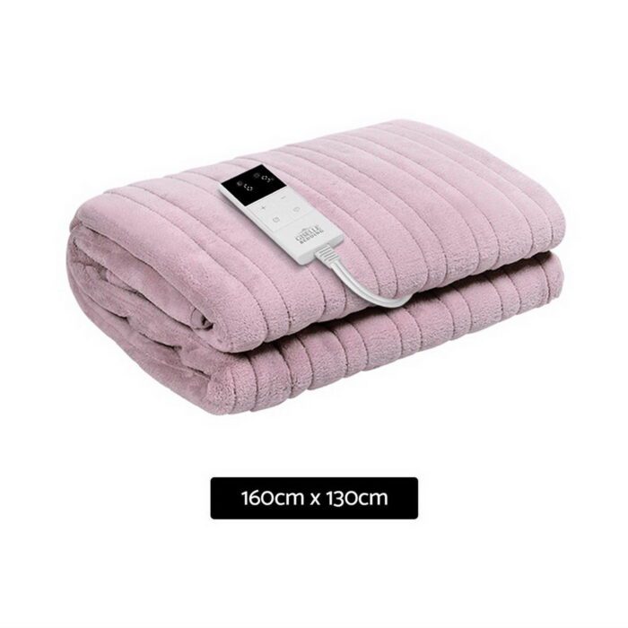 Giselle Electric Throw Rug Heated Blanket Fleece Pink - Image 3