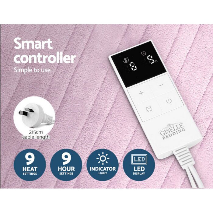 Giselle Electric Throw Rug Heated Blanket Fleece Pink - Image 5