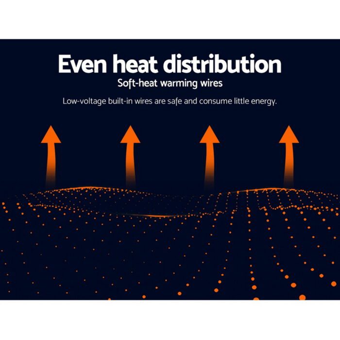 Giselle Bedding Heated Electric Throw Rug Fleece Sunggle Blanket Washable Silver - Image 6