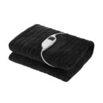 Bedra Washable Electric Heated Throw Rug Flannel Black