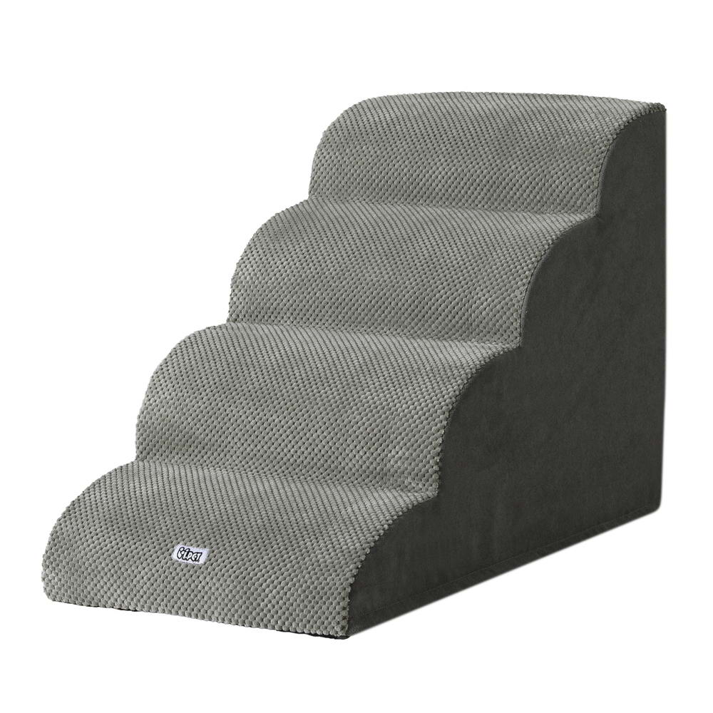 FDR-D-FOAM-4T-GR-194989-00 i.Pet Dog Ramp Steps Foam 4 Tier Pet Stairs For Bed Sofa Car Portable Indoor - Image 1