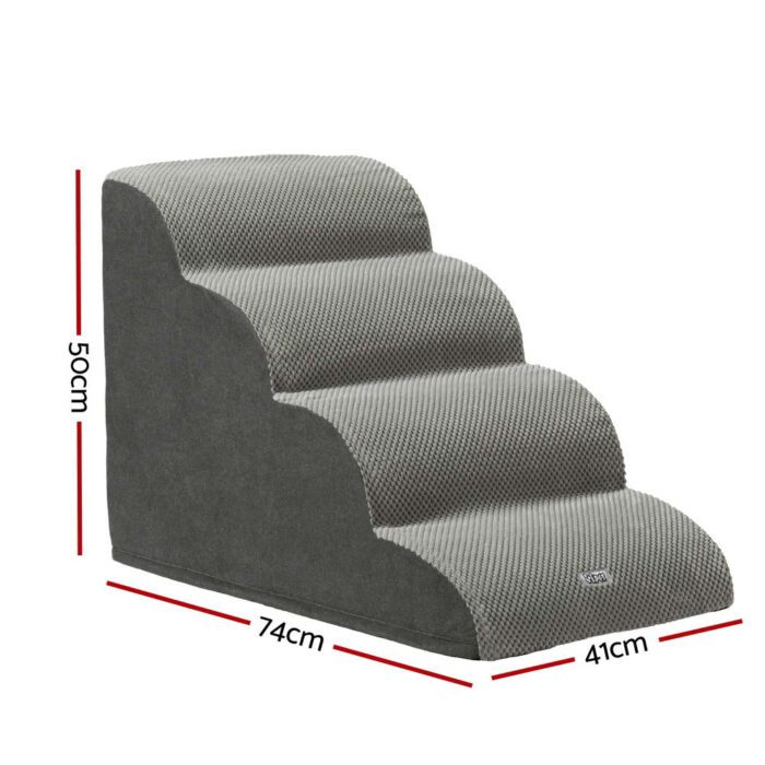 i.Pet Dog Ramp Steps Foam 4 Tier Pet Stairs For Bed Sofa Car Portable Indoor - Image 2