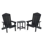 Gardeon Outdoor Table and Chairs HDPE Adirondack Beach Chair Sun Lounge Patio Furniture Garden Black