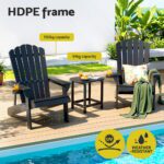 Gardeon Outdoor Table and Chairs HDPE Adirondack Beach Chair Sun Lounge Patio Furniture Garden Black - Image 4