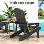 Gardeon Outdoor Table and Chairs HDPE Adirondack Beach Chair Sun Lounge Patio Furniture Garden Black - Image 6