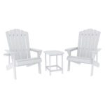 Gardeon Outdoor Table and Chairs HDPE Adirondack Beach Chair Sun Lounge Patio Furniture Garden White