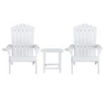 Gardeon Outdoor Table and Chairs HDPE Adirondack Beach Chair Sun Lounge Patio Furniture Garden White - Image 3