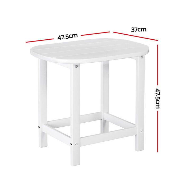 Gardeon Outdoor Coffee Side Table HDPE Desk Patio Furniture Camping Garden White - Image 2