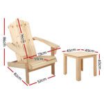 Gardeon 3PC Adirondack Outdoor Table and Chairs Wooden Beach Chair Natural - Image 2