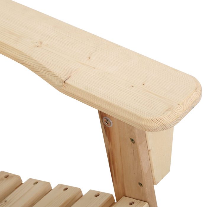 Gardeon 3PC Adirondack Outdoor Table and Chairs Wooden Beach Chair Natural - Image 6