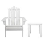 Gardeon 3PC Adirondack Outdoor Table and Chairs Wooden Beach Chair White - Image 3