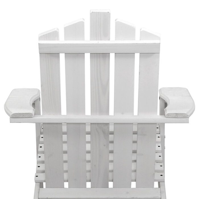 Gardeon 3PC Adirondack Outdoor Table and Chairs Wooden Beach Chair White - Image 5