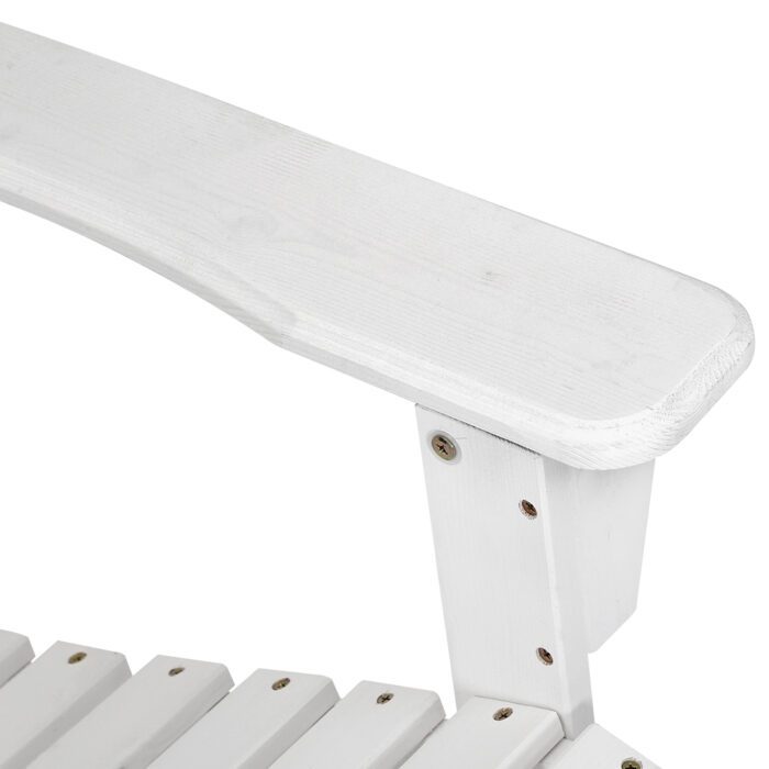 Gardeon 3PC Adirondack Outdoor Table and Chairs Wooden Beach Chair White - Image 6