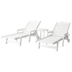 Gardeon Sun Lounge Lounger Beach Chair HDPE Patio Outdoor Furniture with Wheels White
