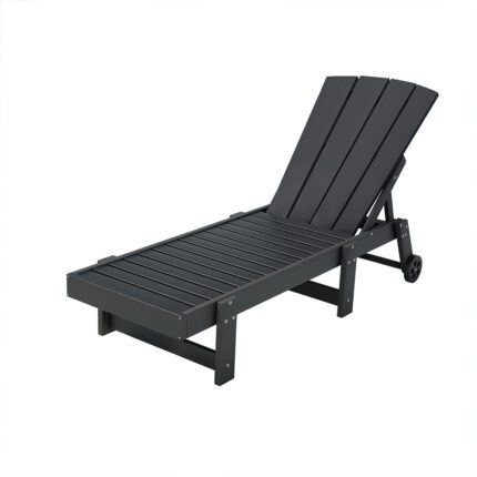 Gardeon Sun Lounge Beach Chair HDPE Adirondack Lounger Patio Outdoor Furniture with Wheels Black