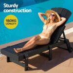 Gardeon Sun Lounge Beach Chair HDPE Adirondack Lounger Patio Outdoor Furniture with Wheels Black - Image 6