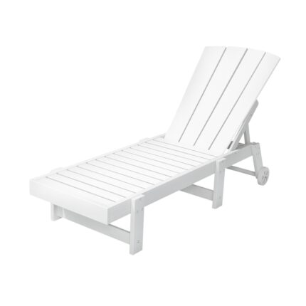 Gardeon Sun Lounge Beach Chair HDPE Adirondack Lounger Patio Outdoor Furniture with Wheels White