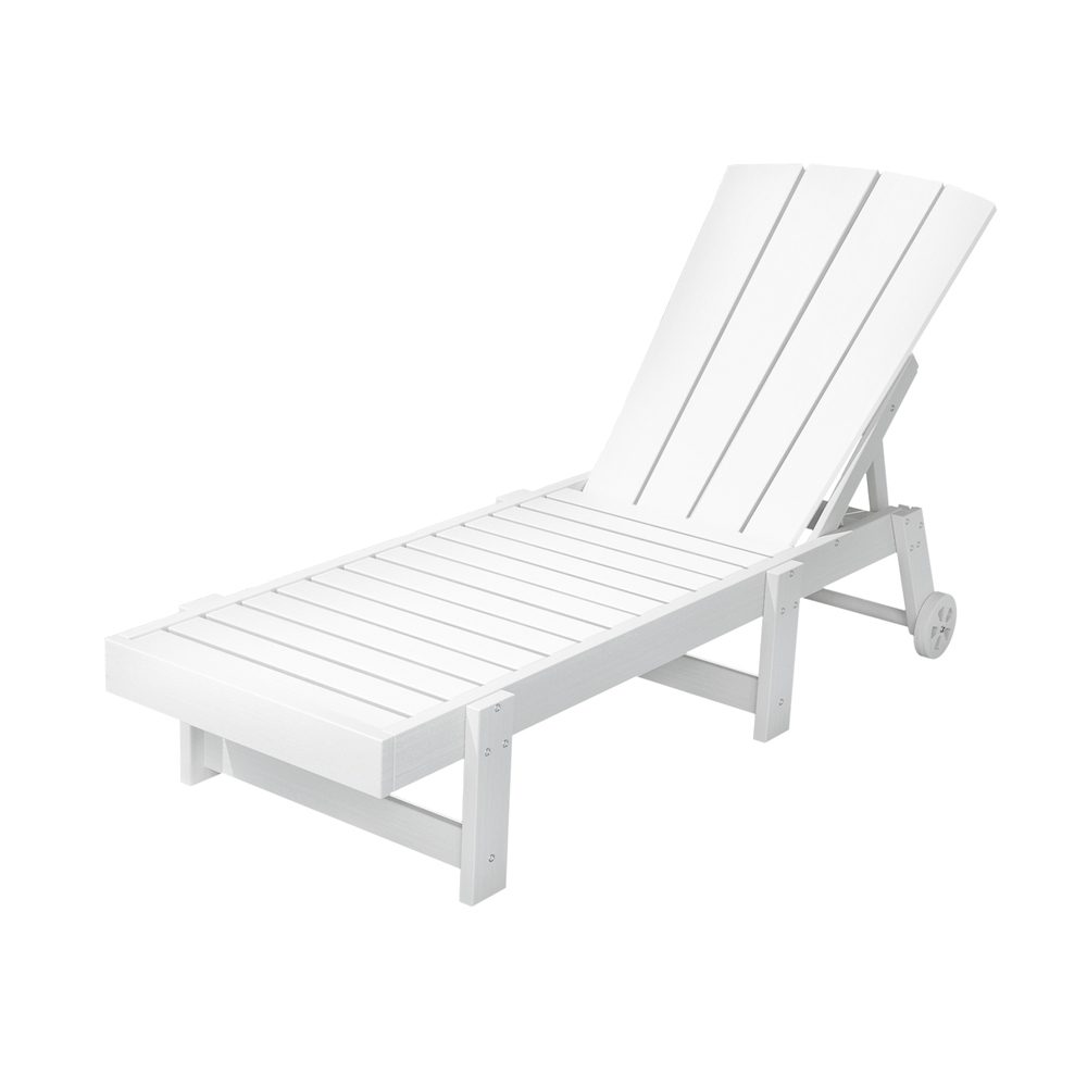 FF-LOUNGE-ADHE-WH-202508041912-00 Gardeon Sun Lounge Beach Chair HDPE Adirondack Lounger Patio Outdoor Furniture with Wheels White - Image 1