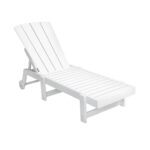 Gardeon Sun Lounge Beach Chair HDPE Adirondack Lounger Patio Outdoor Furniture with Wheels White - Image 3