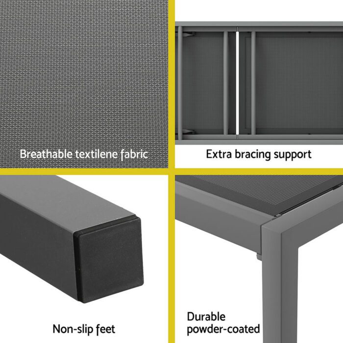 Gardeon Sun Lounge Outdoor Lounger Aluminium Folding Beach Chair Wheels Patio - Image 6