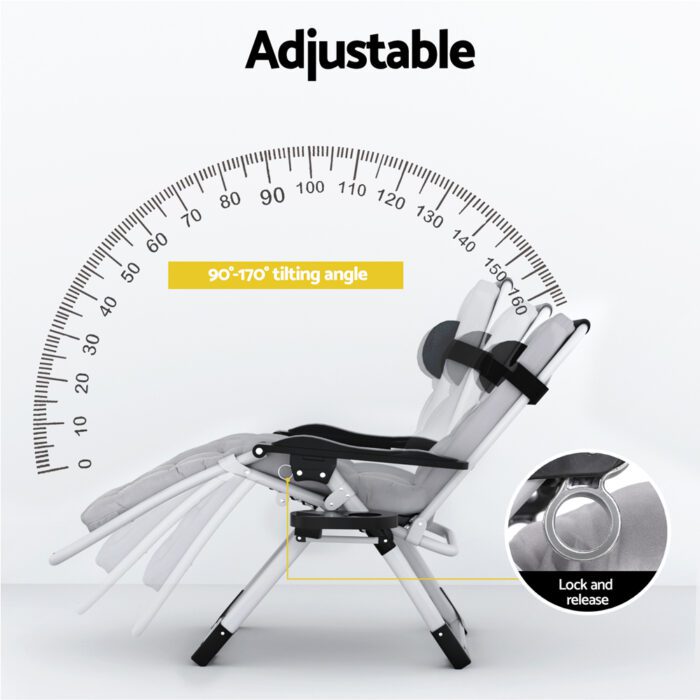 Gardeon Sun Lounge Folding Lounger Camping Zero Gravity Chair Outdoor Furniture - Image 4