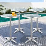 Gardeon Set of 6 Outdoor Bar Table Aluminium Round 70/110CM - Image 2