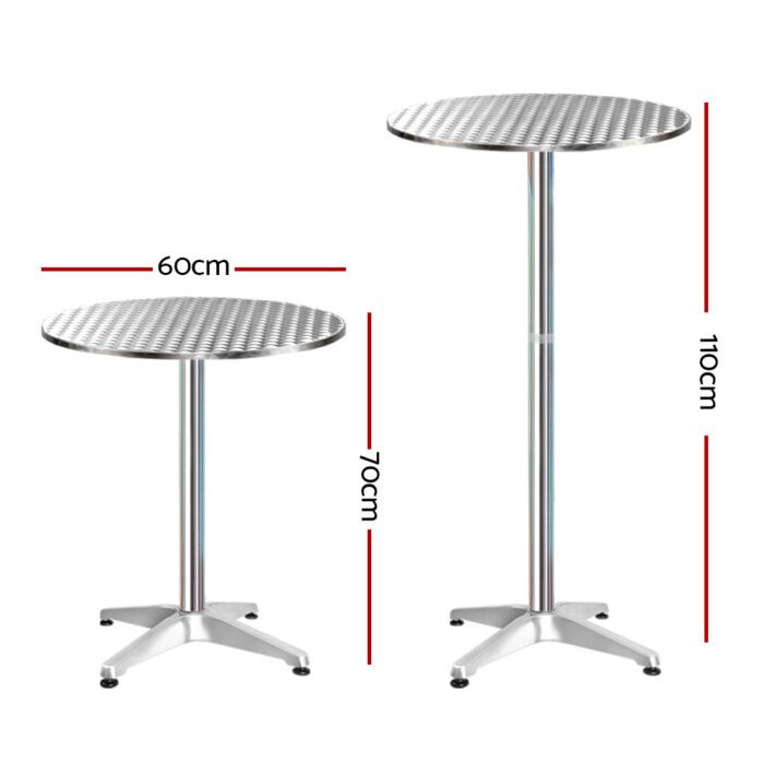Gardeon Set of 6 Outdoor Bar Table Aluminium Round 70/110CM - Image 4