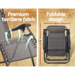 Gardeon Zero Gravity Chair Folding Outdoor Recliner Adjustable Sun Lounge Camping Grey - Image 6