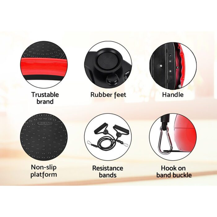 Everfit Vibration Machine Platform Vibrator Resistance Rope Home Fitness Red - Image 5