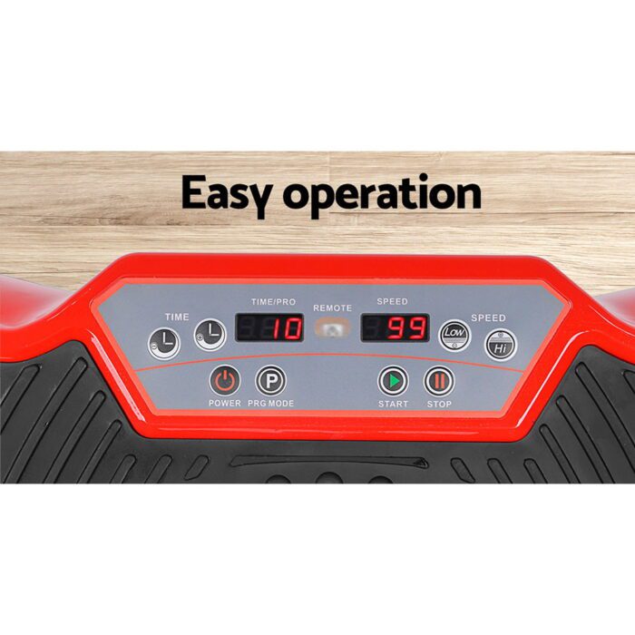 Everfit Vibration Machine Platform Vibrator Resistance Rope Home Fitness Red - Image 6