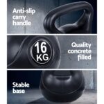 Everfit 16kg Kettlebell Set Weight Lifting Bench Dumbbells Kettle Bell Gym Home - Image 6
