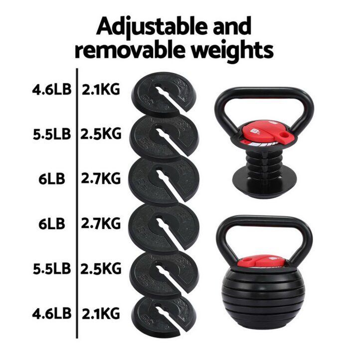 Everfit 18kg Adjustable Kettlebell Set Portable Kettle Bell Weight Dumbbells 10lbs 40lbs - Image 5