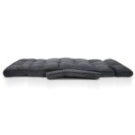 Artiss Floor Lounge Sofa With Armrest Flocking Fabric Charcoal - Image 3