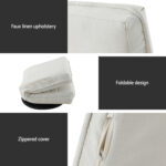 Artiss 2XFloor Chair Lounge Sofa Swivel Foldable Linen White - Image 4