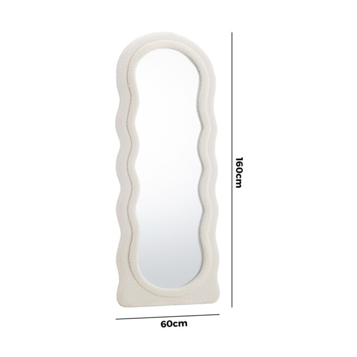 Oikiture Full Length Mirror 160cm Boucle Frame Floor Mirror - Image 6