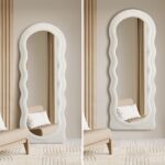 Oikiture Full Length Mirror 160cm Boucle Frame Floor Mirror - Image 5