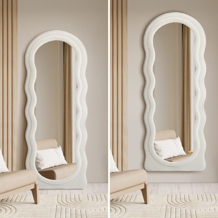 Oikiture Full Length Mirror 160cm Boucle Frame Floor Mirror - Image 5