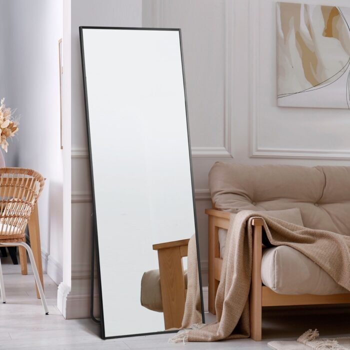 Oikiture 166x60cm Full Length Mirror Dressing Floor Mirrors Black - Image 2