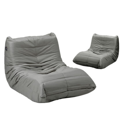 Oikiture 2X Floor Sofa Lounge Caterpillar Couch Single Pouffe Grey
