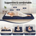 Giselle Foldable Mattress Folding Foam Mattresses Portable Floor Mat Blue Double - Image 4