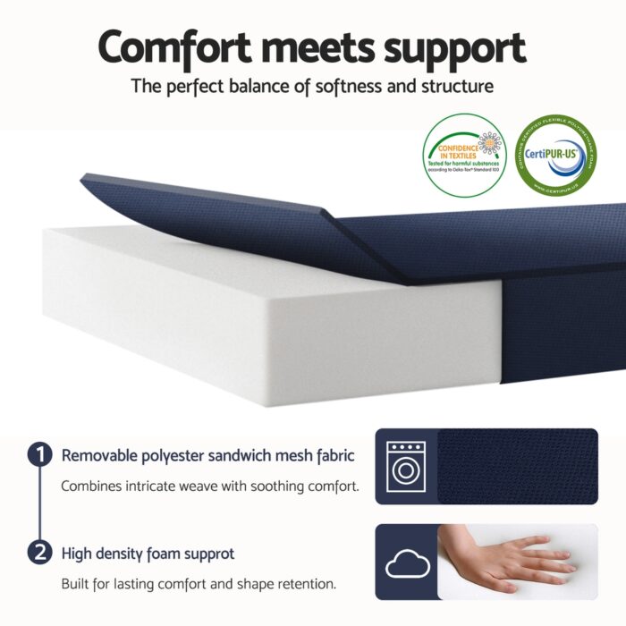 Giselle Foldable Mattress Folding Foam Mattresses Portable Floor Mat Blue Double - Image 5