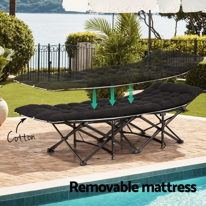 Artiss Folding Bed With Mattress Heavy Duty Black 185CM - Image 5