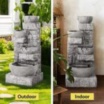 Gardeon Solar Fountain Water Feature Outdoor LED Lights Gray - Image 4
