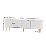 Artiss TV Cabinet Entertainment Unit Stand Storage 180CM White - Image 4