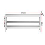 Artiss Shoe Rack Cabinet Bamboo Bench 10 Paris White - Image 2